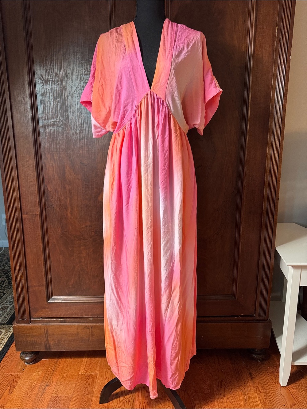 Anthropologie Malai Pink and Peach Ombre Maxi Dress